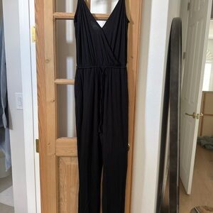 Express Black Sleeveless Wrap Jumpsuit